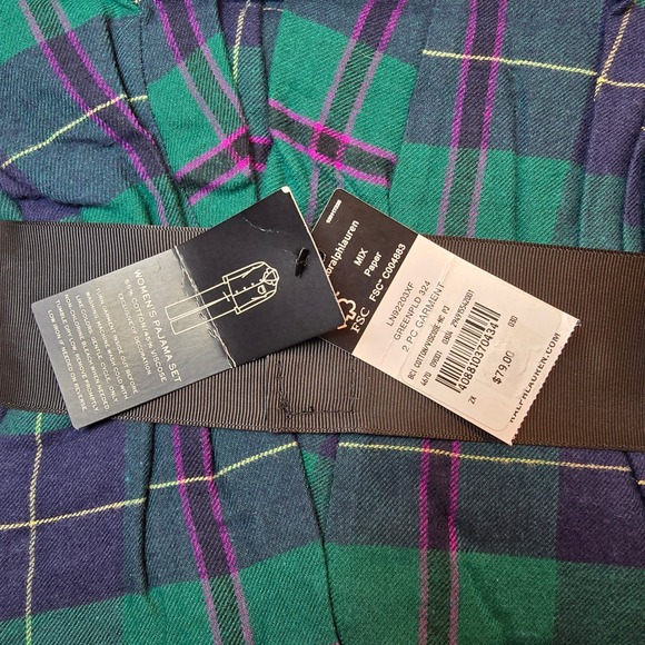 New Lauren Ralph Lauren Womens 2X Flannel Pajama Plaid Plus Green Tartan Winter - Picture 3 of 9